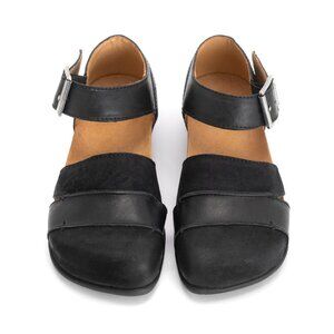 Fluevog Peacemaker  Sarika Closed-Toe Cork Sandals Black